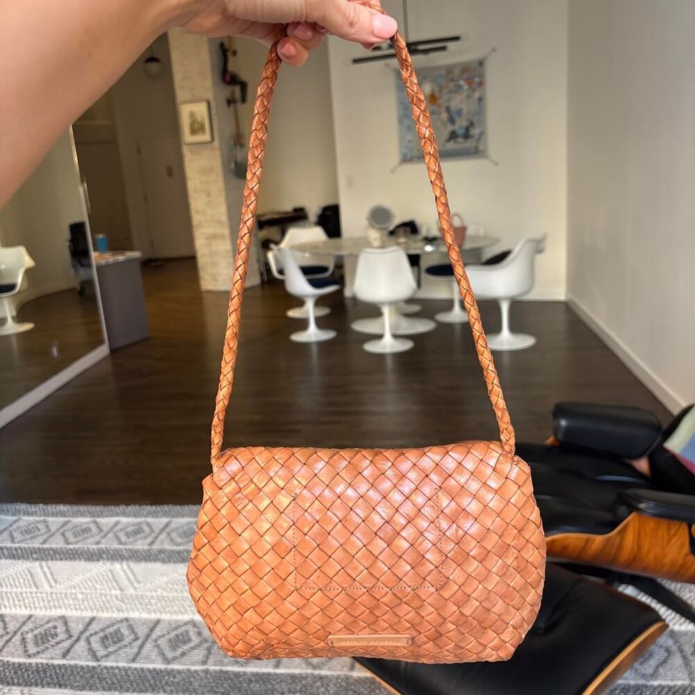 Loeffler Randall Billie Woven Leather Shoulder Bag in light Brown - Picture 2 of 8